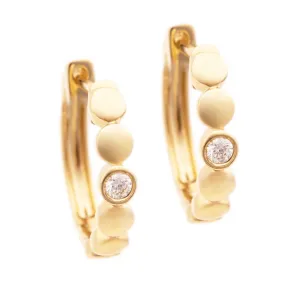 .08ct 14k Yellow Gold Diamond Huggy Earrings