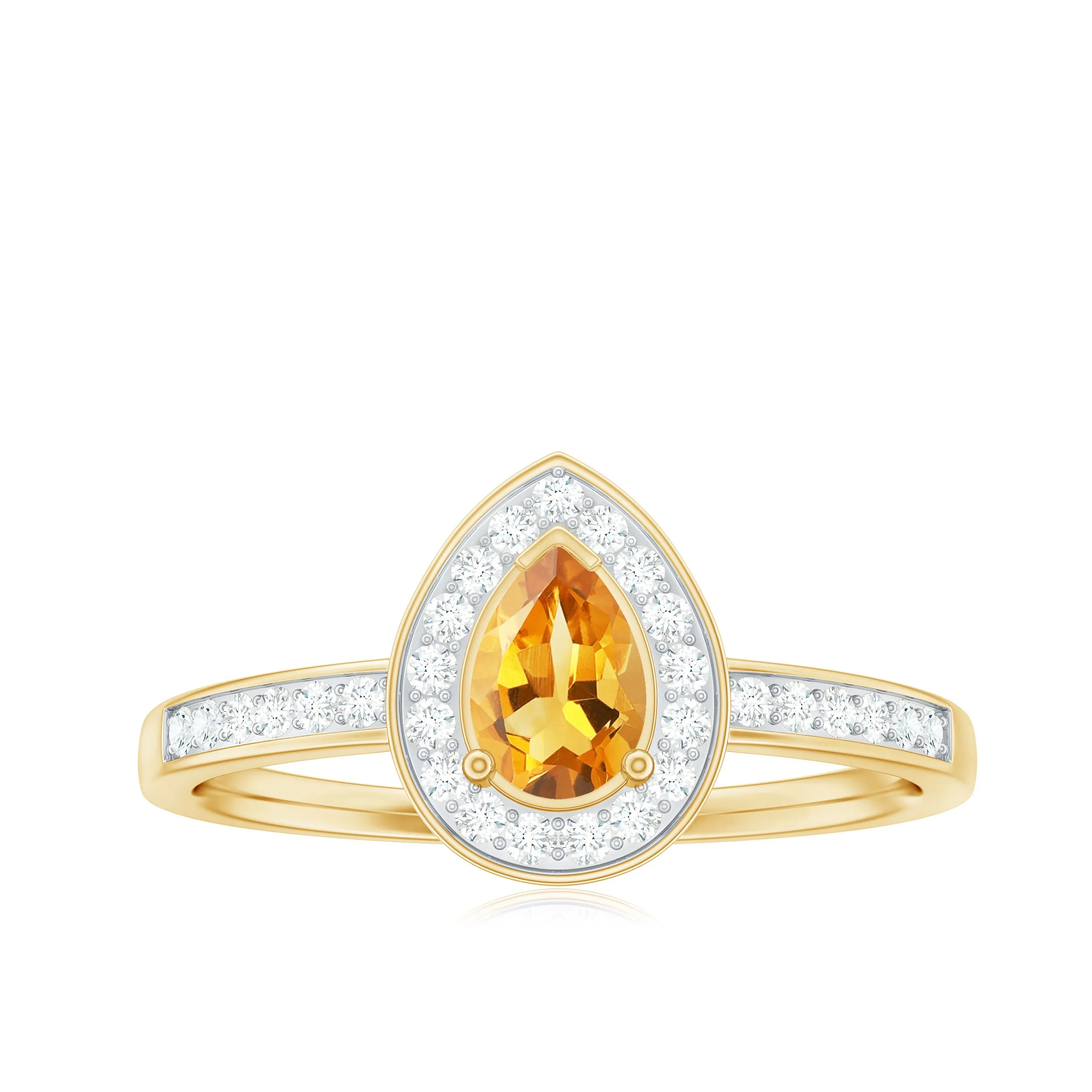 1 CT Classic Citrine and Diamond Halo Engagement Ring