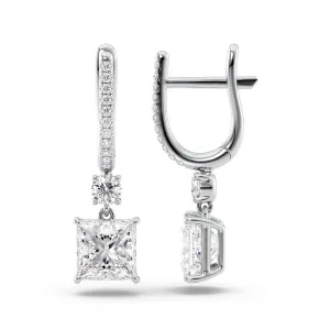 1 CTW Diamond Drop Earrings Set With Princess Lab Diamonds