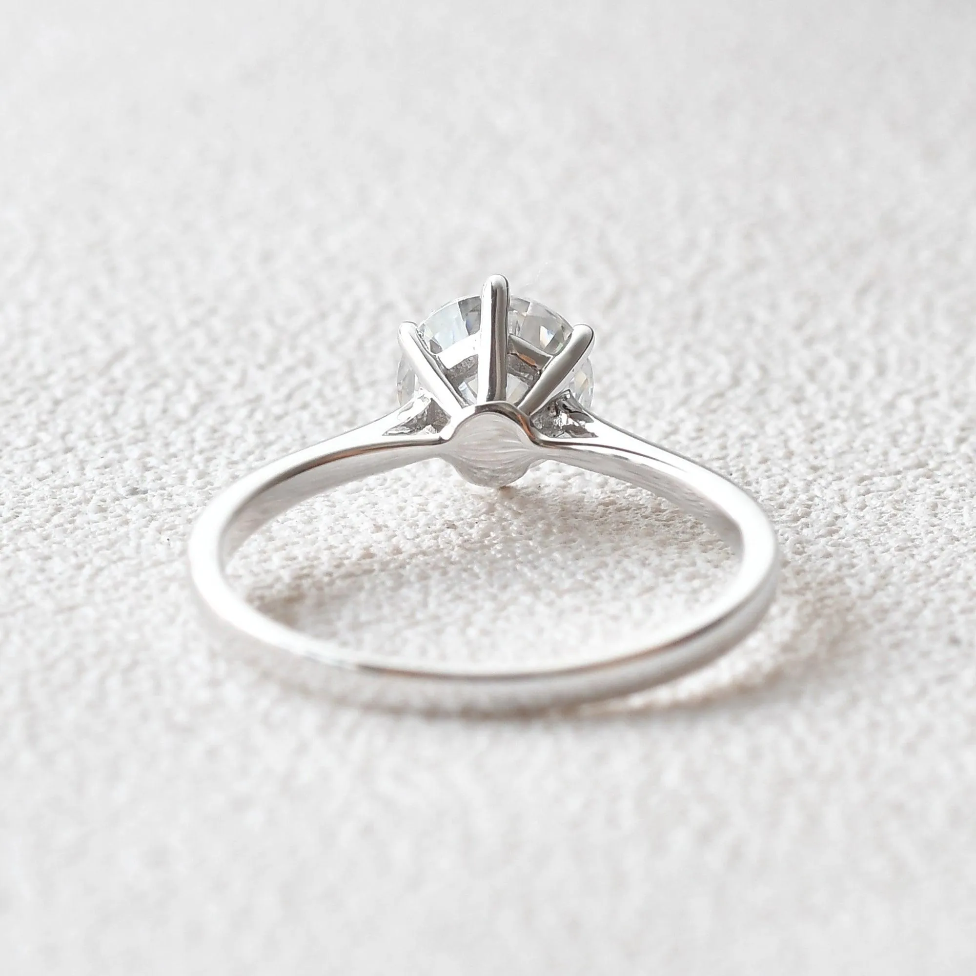 1.0ct Round Moissanite Six-prong Classic Solitaire Ring