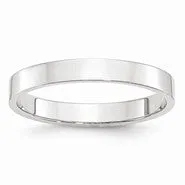 10k White Gold 3mm Lightweight Flat Wedding Band Ring