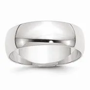 10k White Gold 7mm Lightweight Half Round Wedding Band Ring