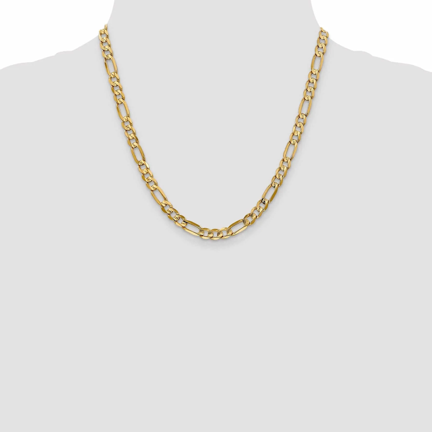 10k Yellow Gold 6.0mm Concave Figaro Chain