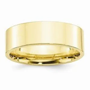 10k Yellow Gold 7mm Standard Flat Comfort Fit Wedding Band Ring