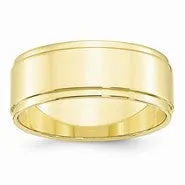 10k Yellow Gold 8mm Flat with Step Edge Wedding Band Ring