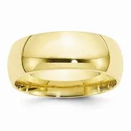 10k Yellow Gold 8mm Standard Comfort Fit Wedding Band Ring