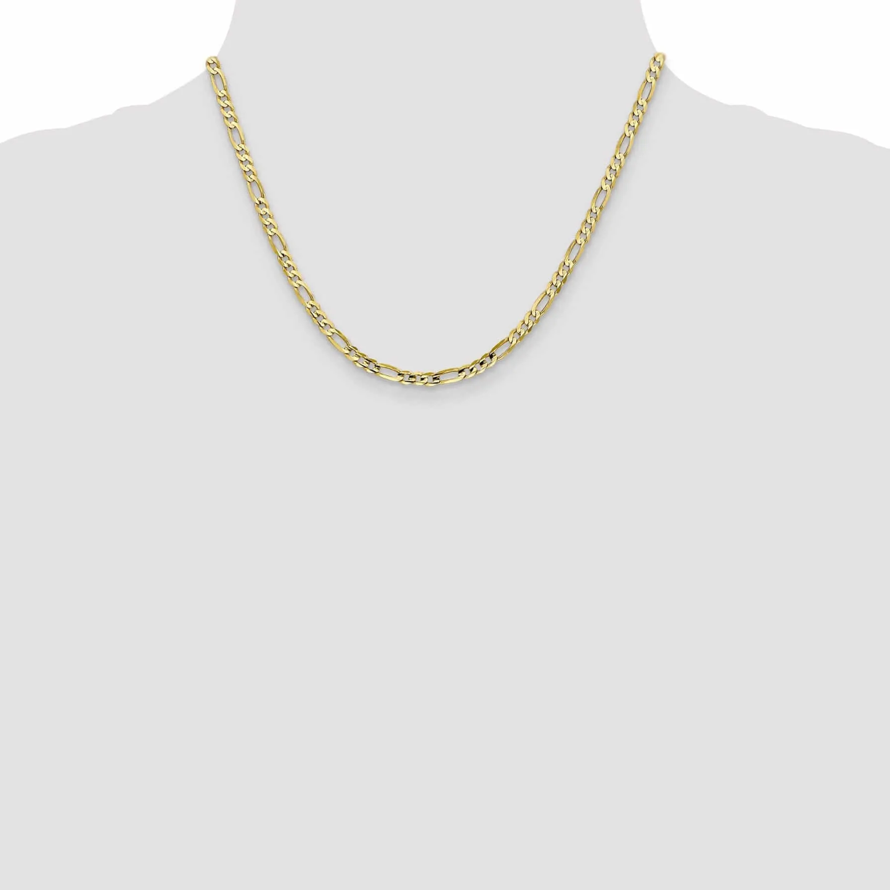 10k Yellow Gold Light Figaro Chain 4MM