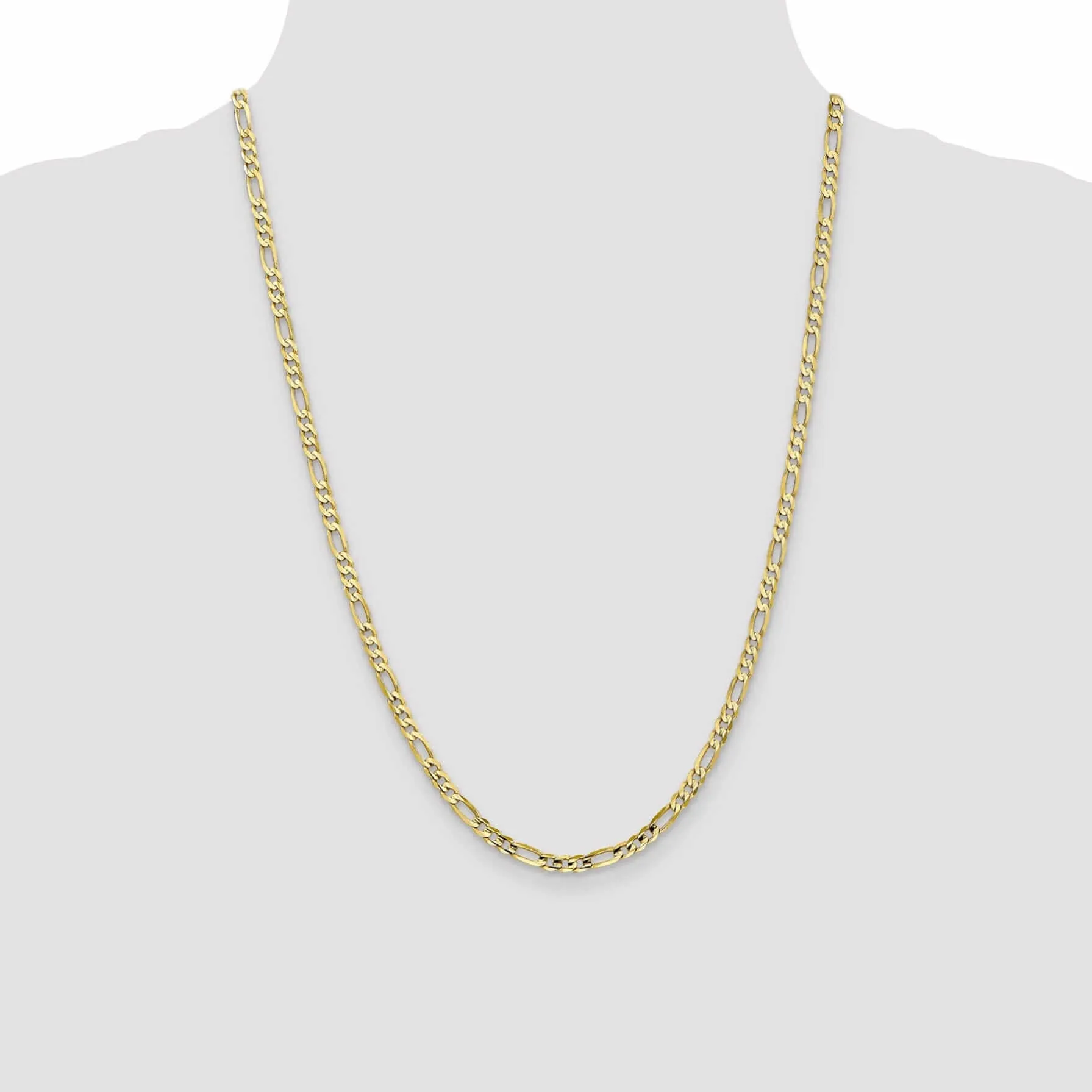 10k Yellow Gold Light Figaro Chain 4MM