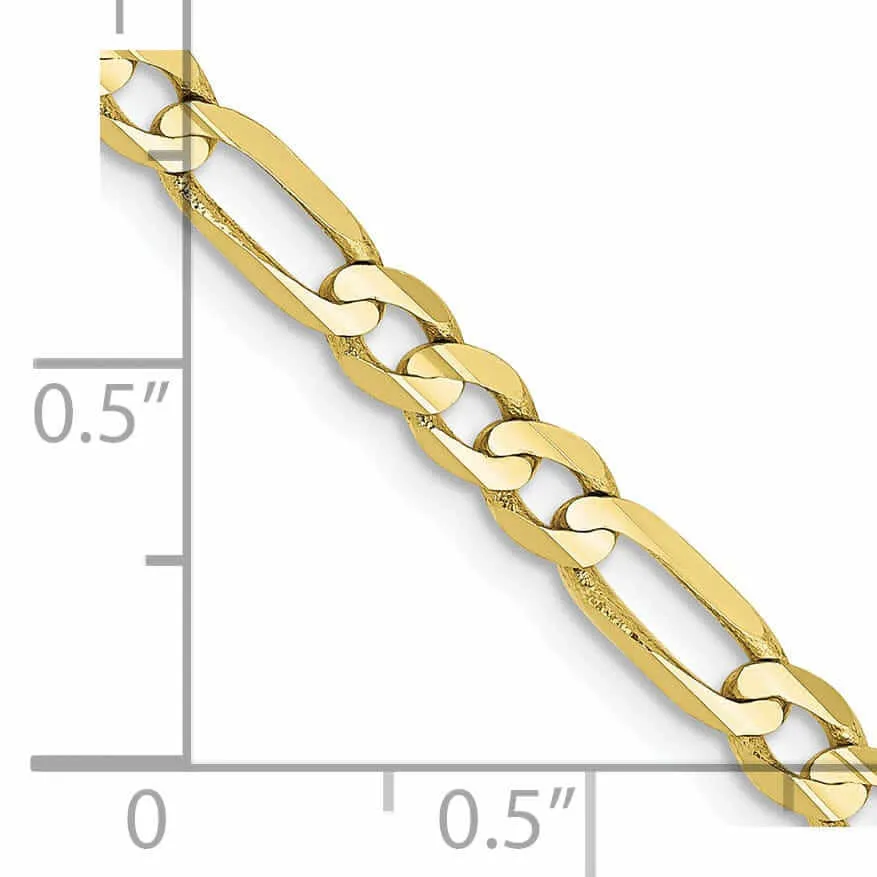 10k Yellow Gold Light Figaro Chain 4MM