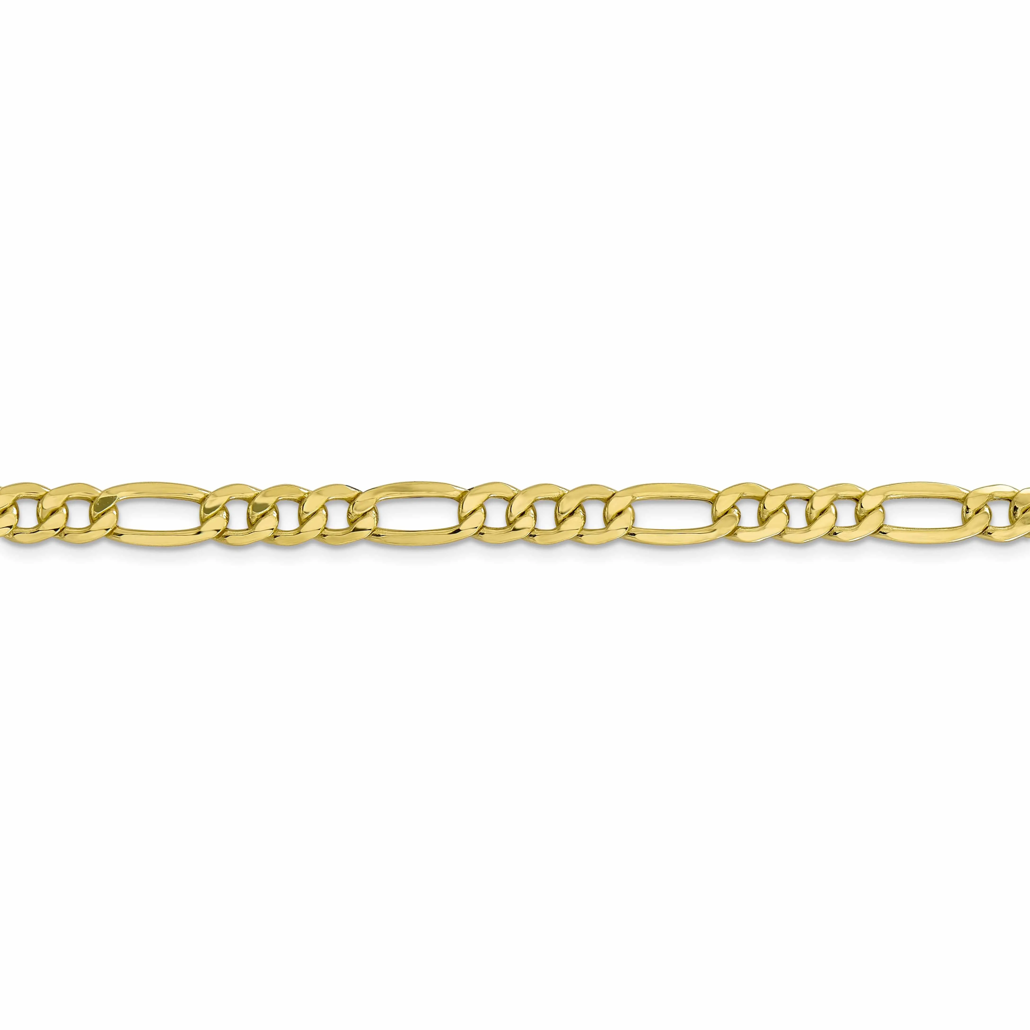 10k Yellow Gold Semi-Solid Figaro Chain