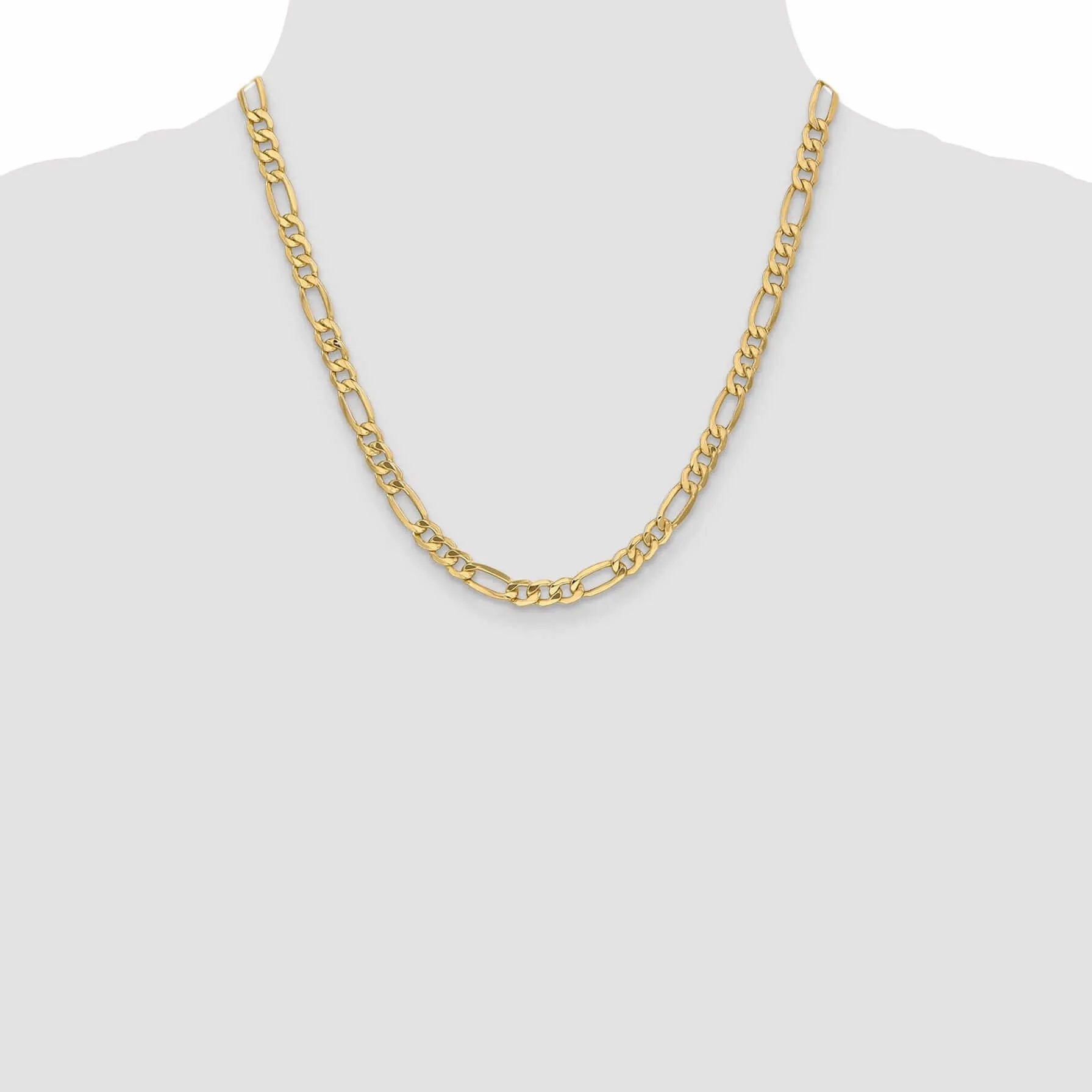 10k Yellow Gold Semi-Solid Figaro Chain