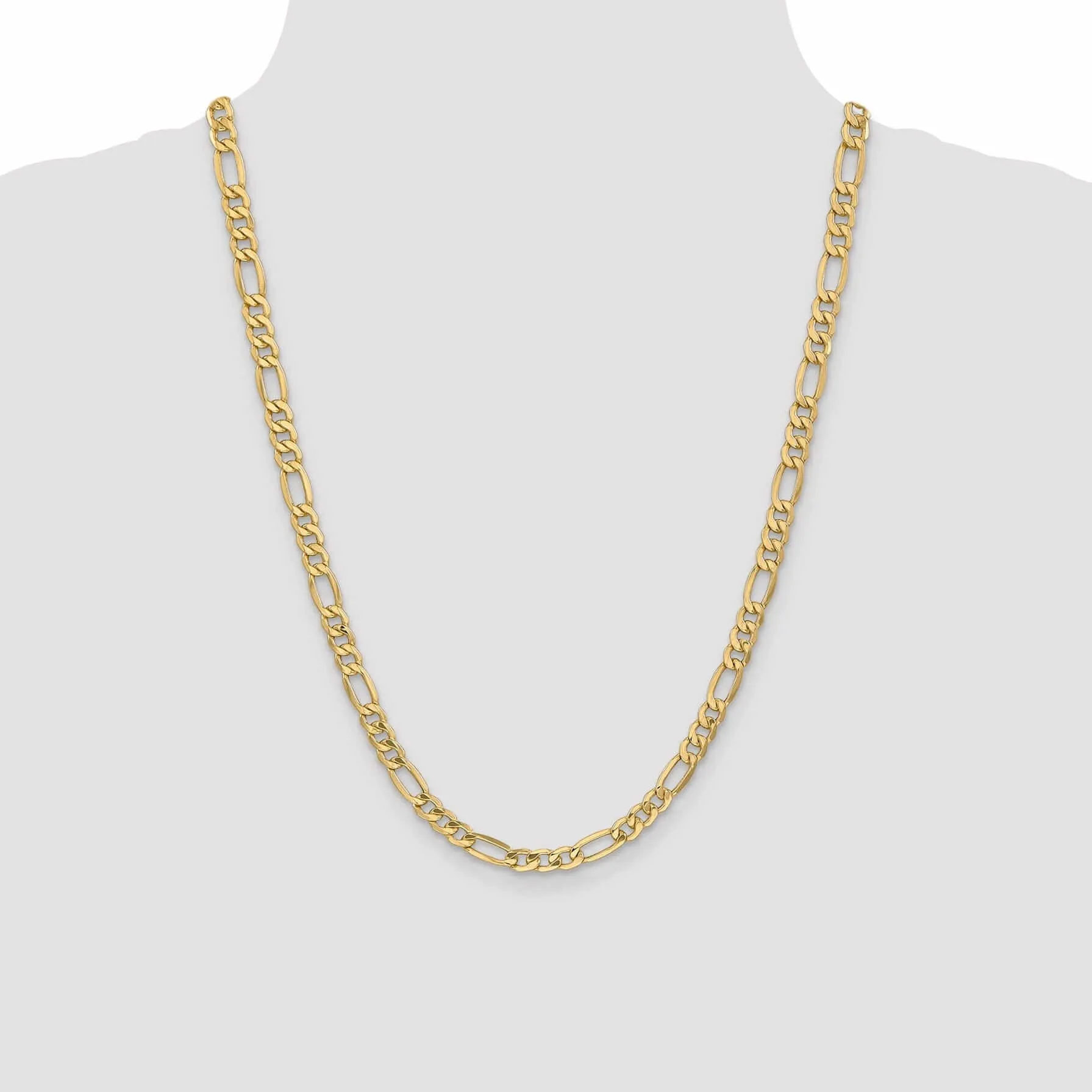 10k Yellow Gold Semi-Solid Figaro Chain