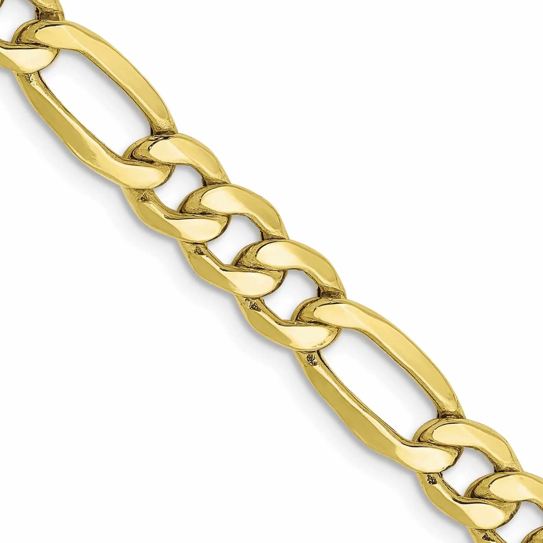 10k Yellow Gold Semi-Solid Figaro Chain