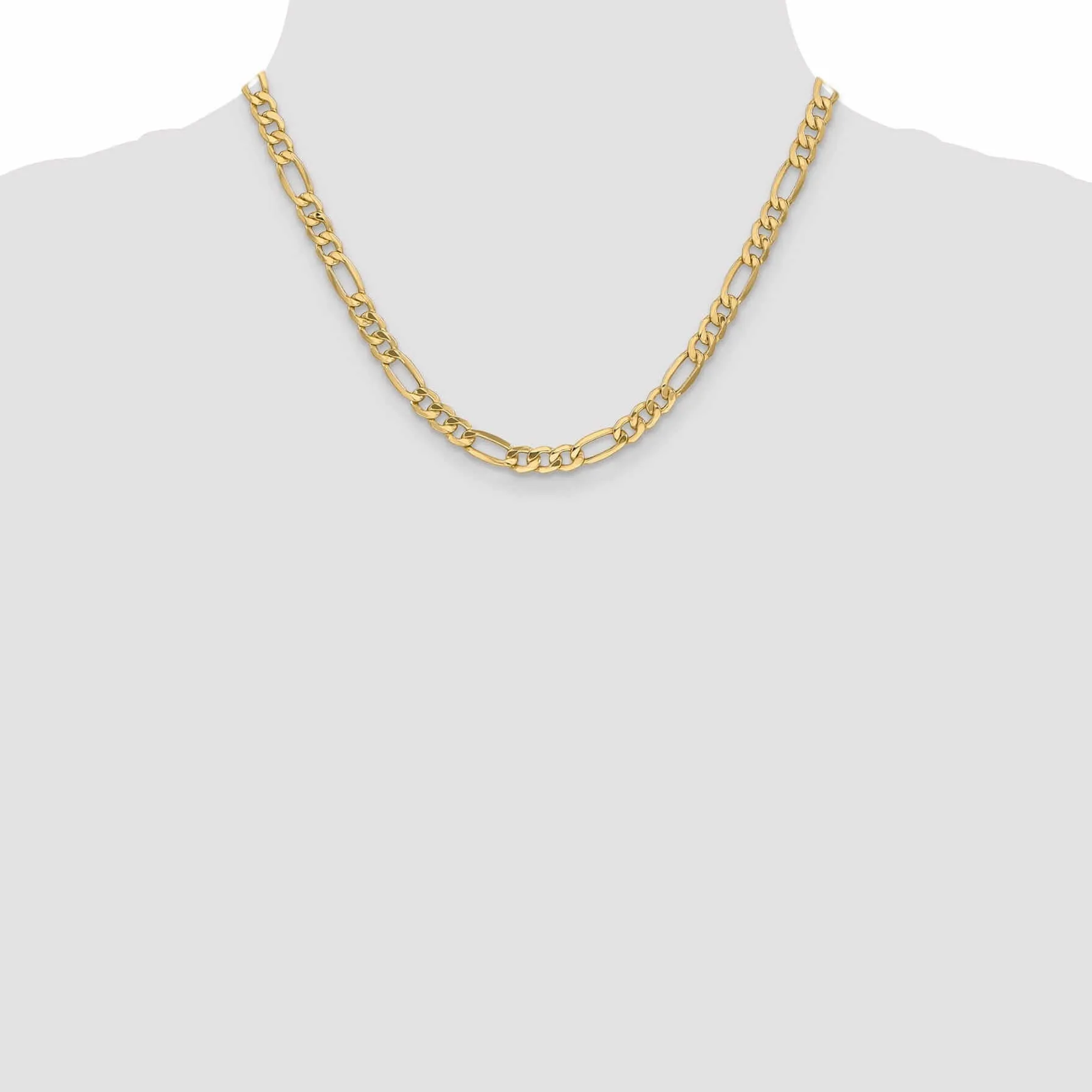 10k Yellow Gold Semi-Solid Figaro Chain