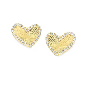 .12ct 14k Yellow Gold Diamond Heart Earrings