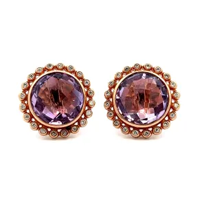 14k Rose Gold Diamond & Amethyst Earrings