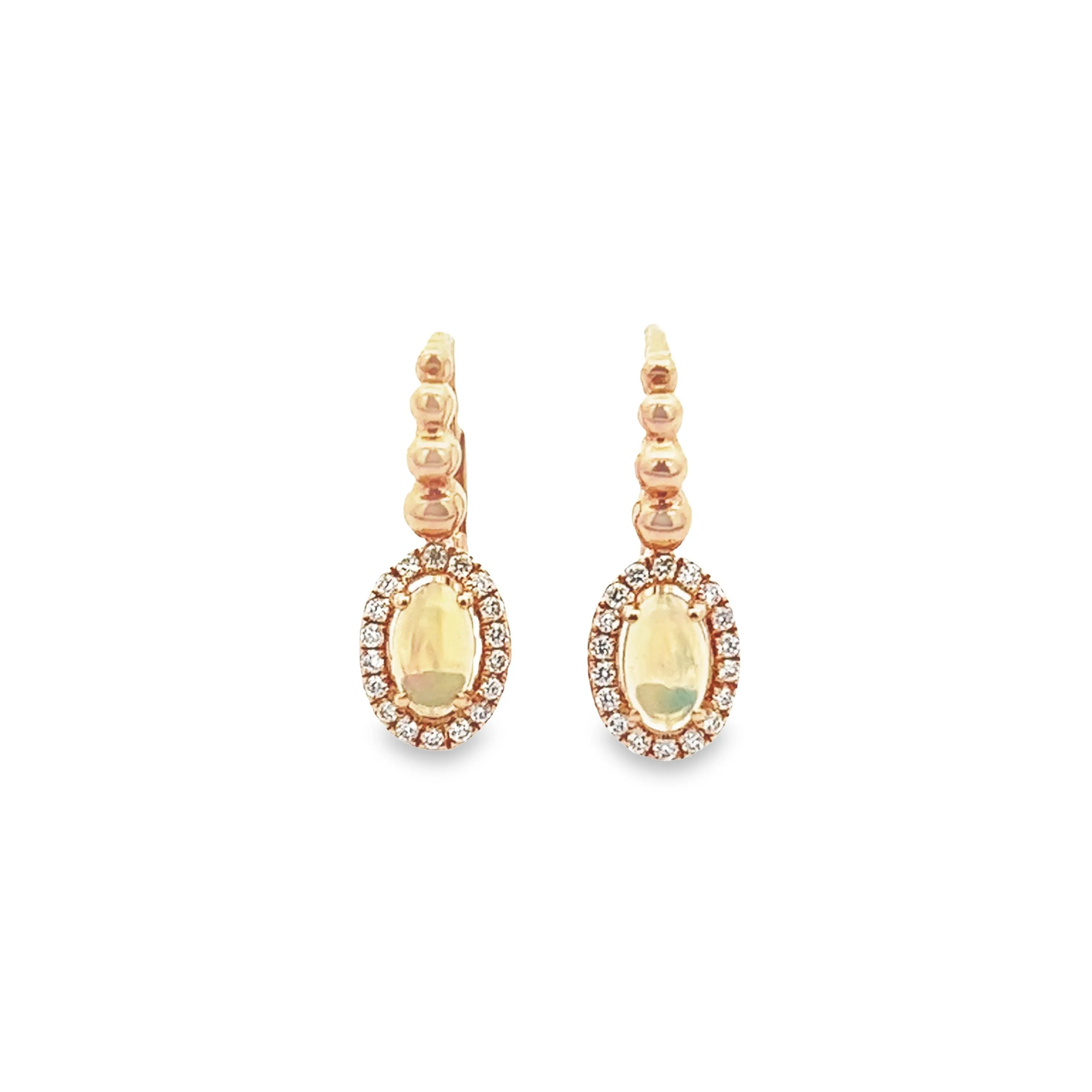 14k Rose Gold Diamond and Opal Earrings