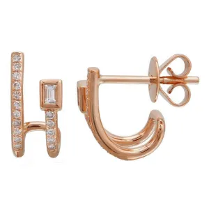 14k Rose Gold Diamond Huggy Earrings