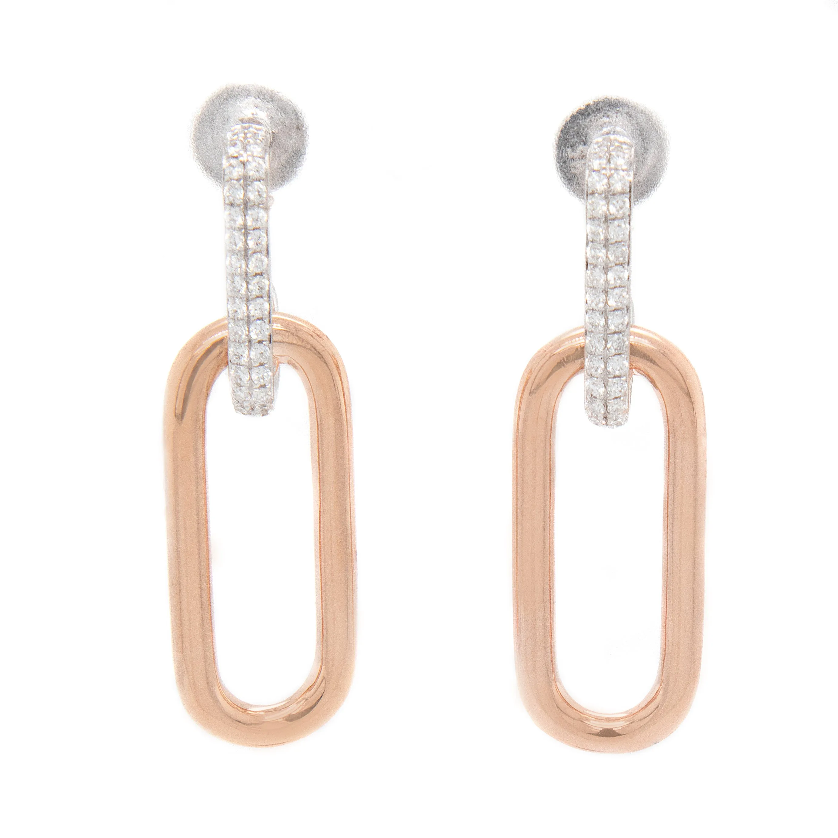 14k Rose Gold Diamond Link Earrings