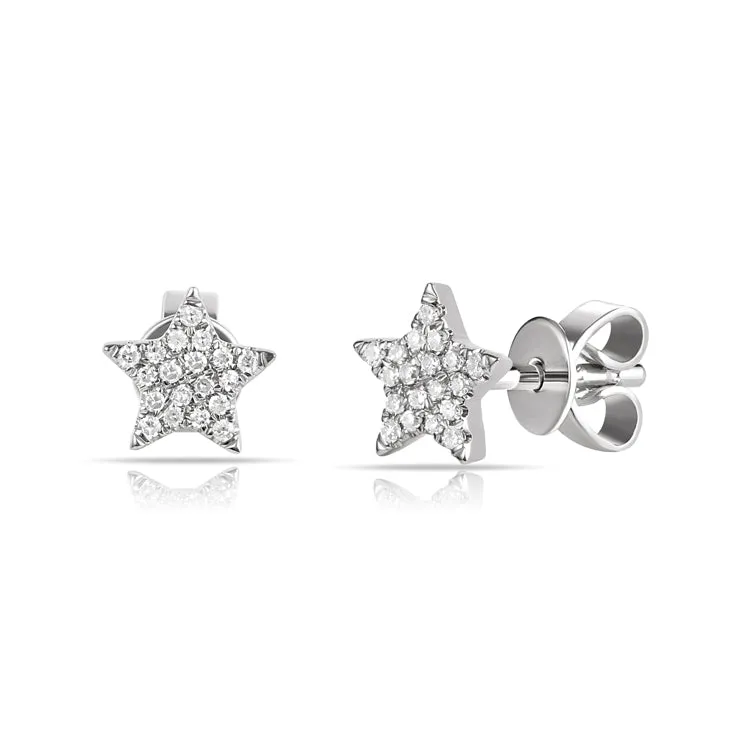 14k Rose Gold Small Diamond Star Earrings