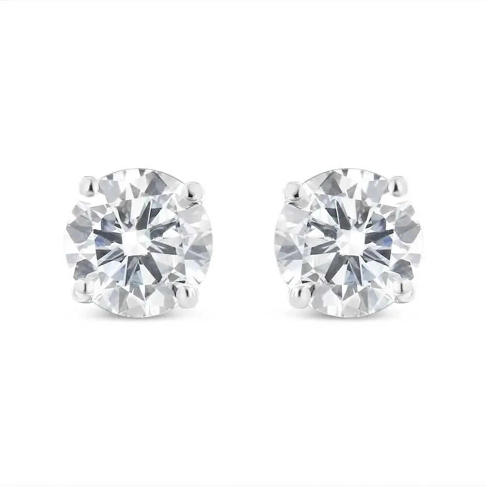 14K White Gold 1.5 CTT Near Colorless Diamond Round Brilliant Earrings