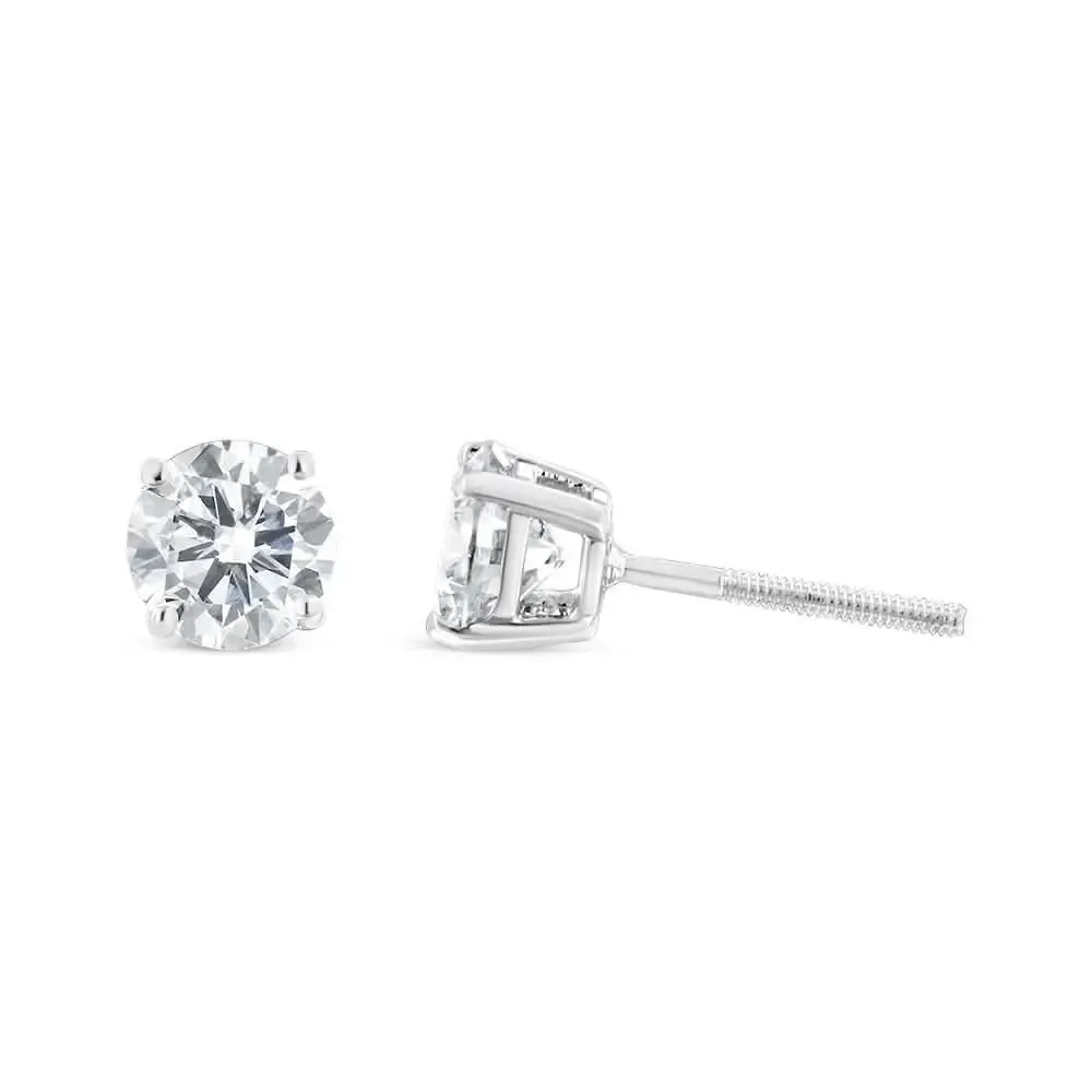 14K White Gold 1.5 CTT Near Colorless Diamond Round Brilliant Earrings