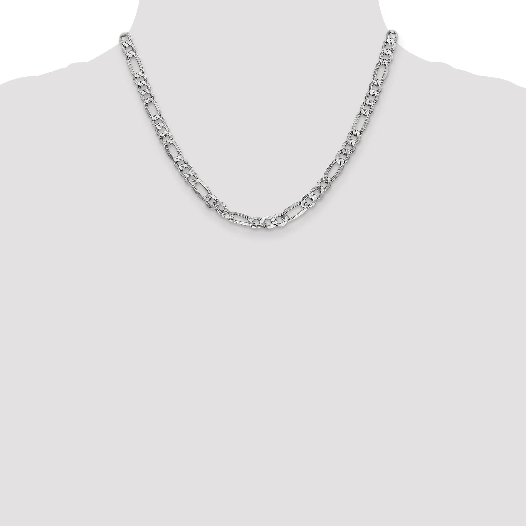 14k White Gold 6.00-mm Flat Solid Figaro Chain