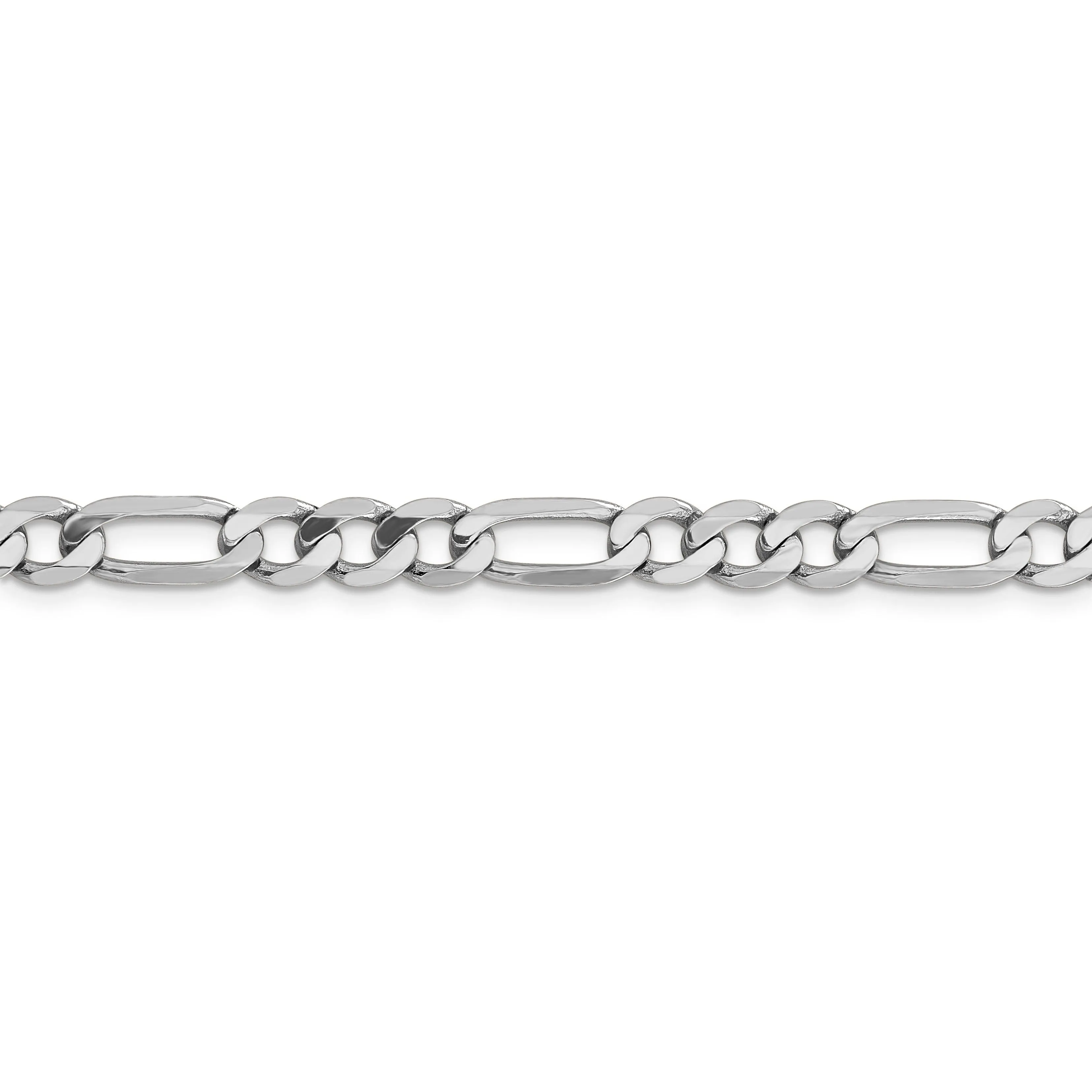 14k White Gold 6.00-mm Flat Solid Figaro Chain