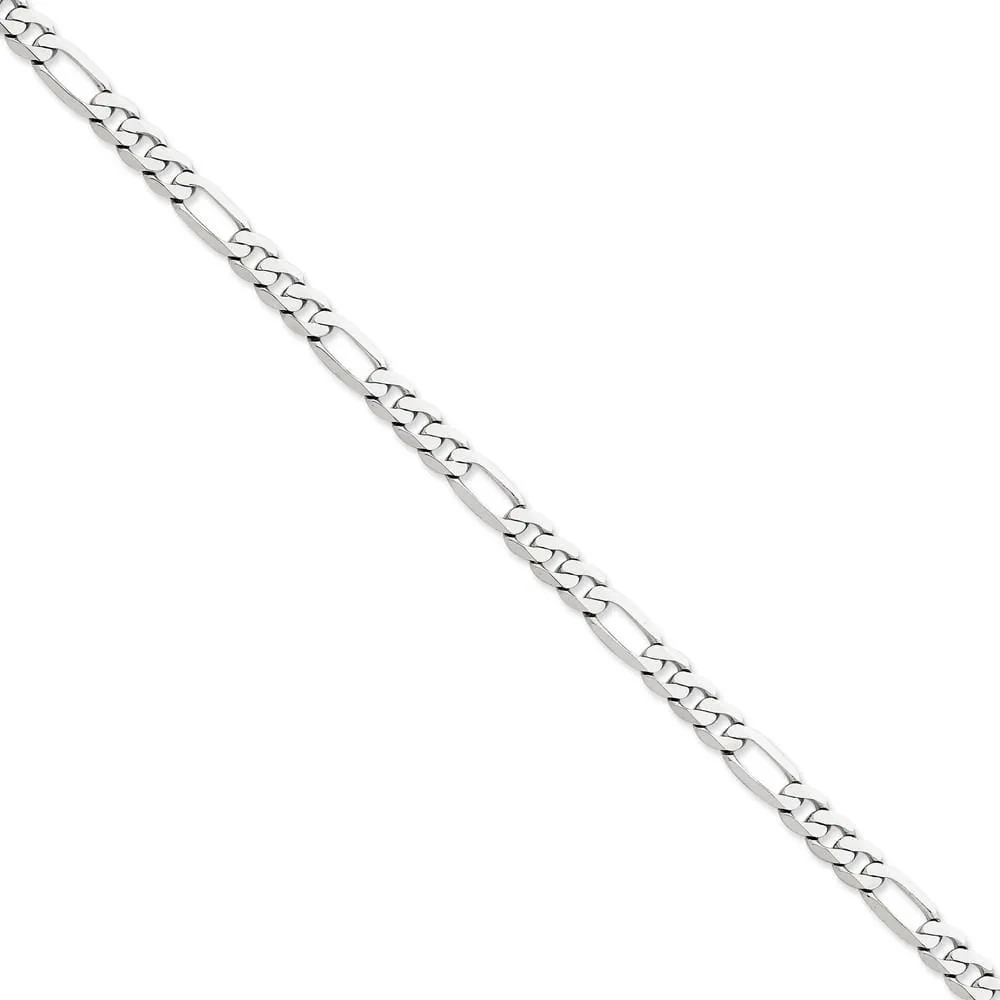 14k White Gold 6.00-mm Flat Solid Figaro Chain