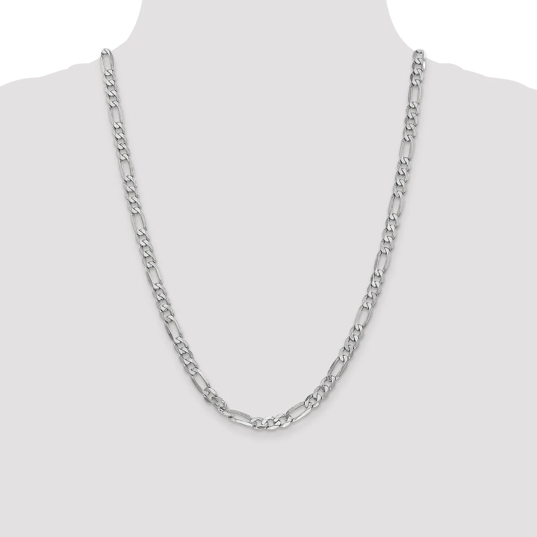 14k White Gold 6.00-mm Flat Solid Figaro Chain