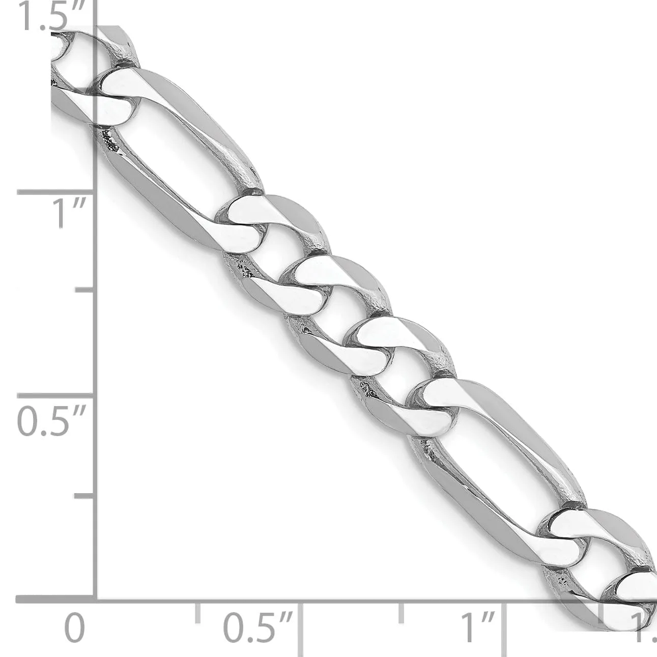 14k White Gold 6.00-mm Flat Solid Figaro Chain