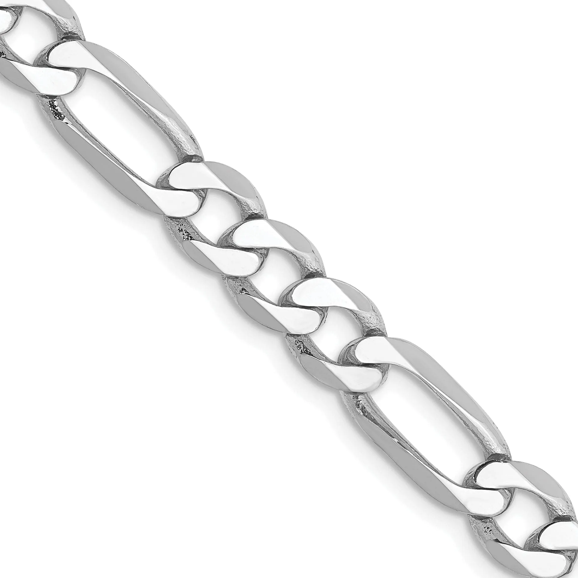 14k White Gold 6.00-mm Flat Solid Figaro Chain