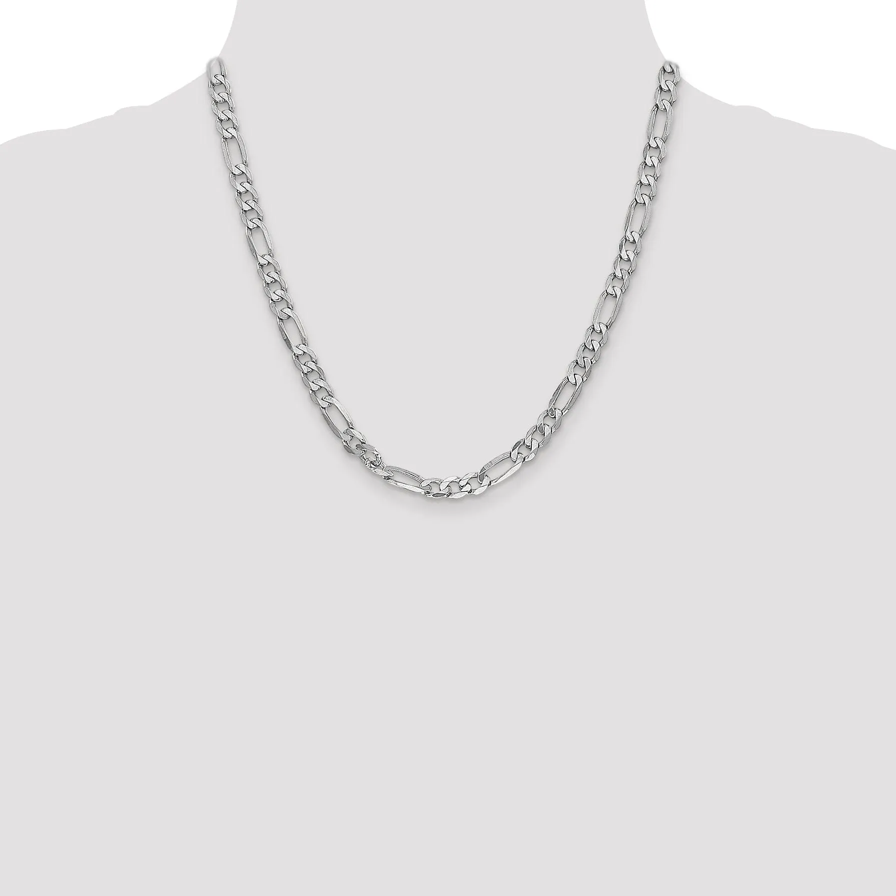 14k White Gold 6.00-mm Flat Solid Figaro Chain