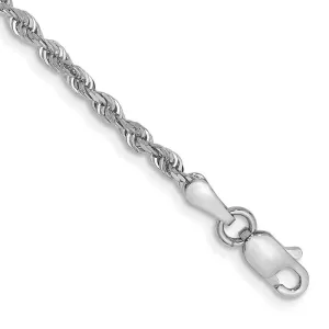 14K White Gold 7 Inch 2.25mm Diamond-cut Quadruple Rope Lobster Clasp Chain Bracelet