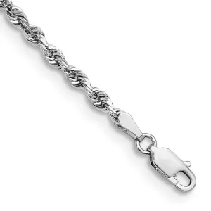 14K White Gold 7 Inch 3mm Diamond-cut Quadruple Rope Lobster Clasp Chain Bracelet