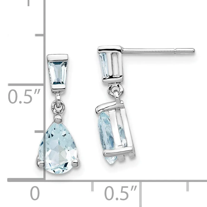 14k White Gold Aquamarine Dangle Earrings