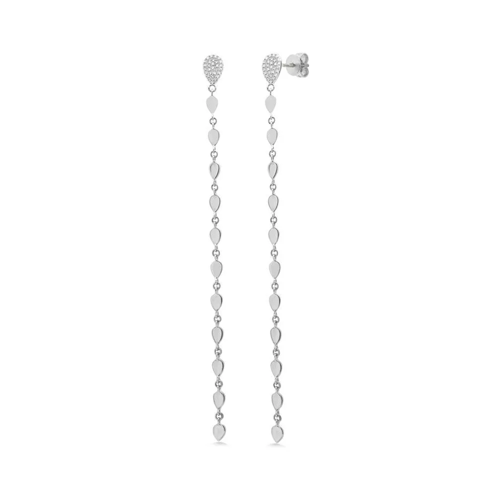 14k White Gold Diamond Drop Earrings