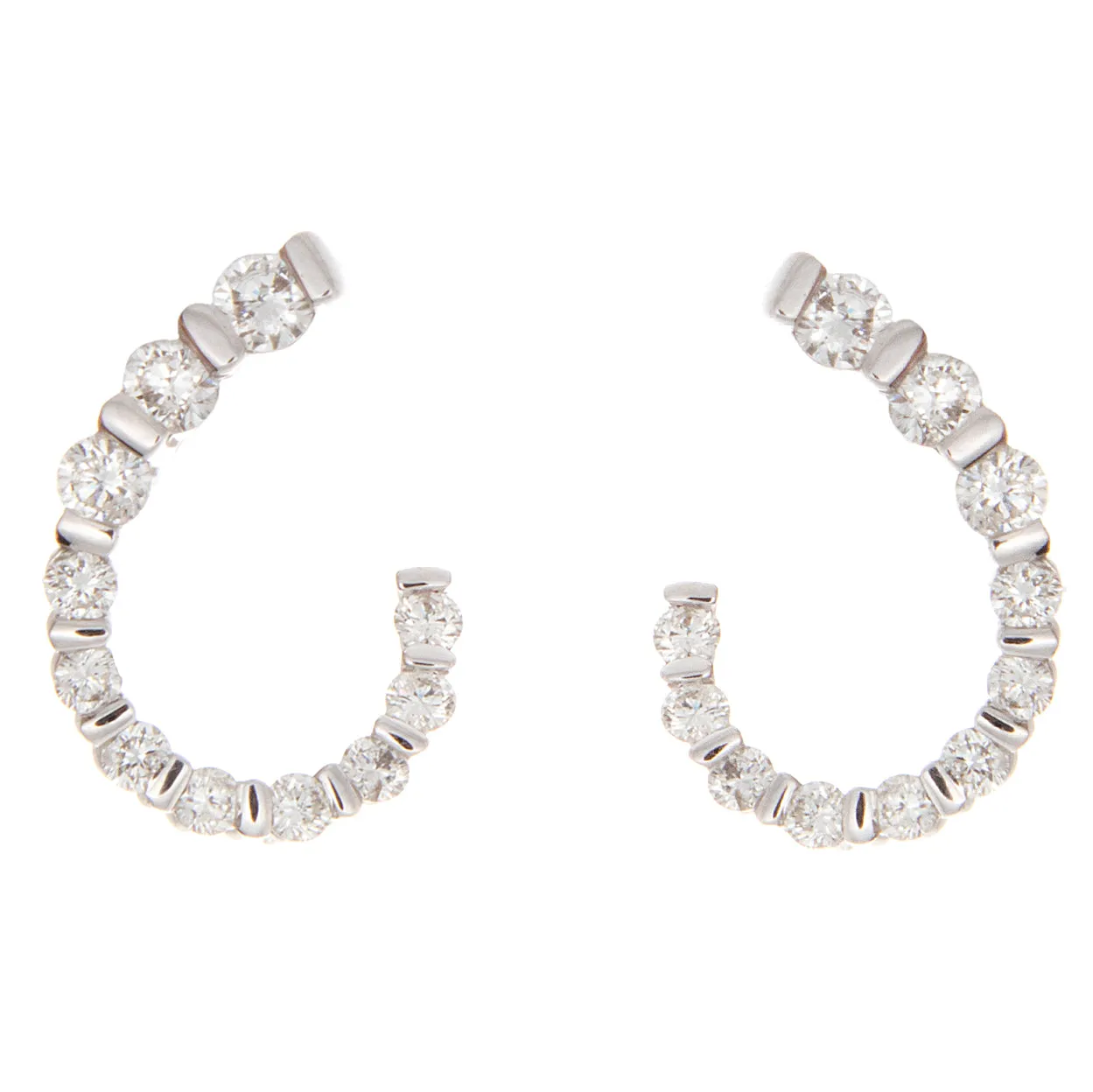 14k White Gold Diamond Hook Earrings