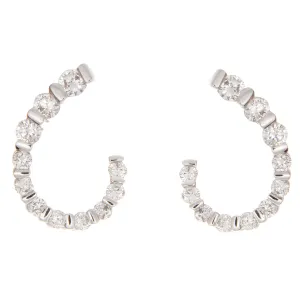 14k White Gold Diamond Hook Earrings