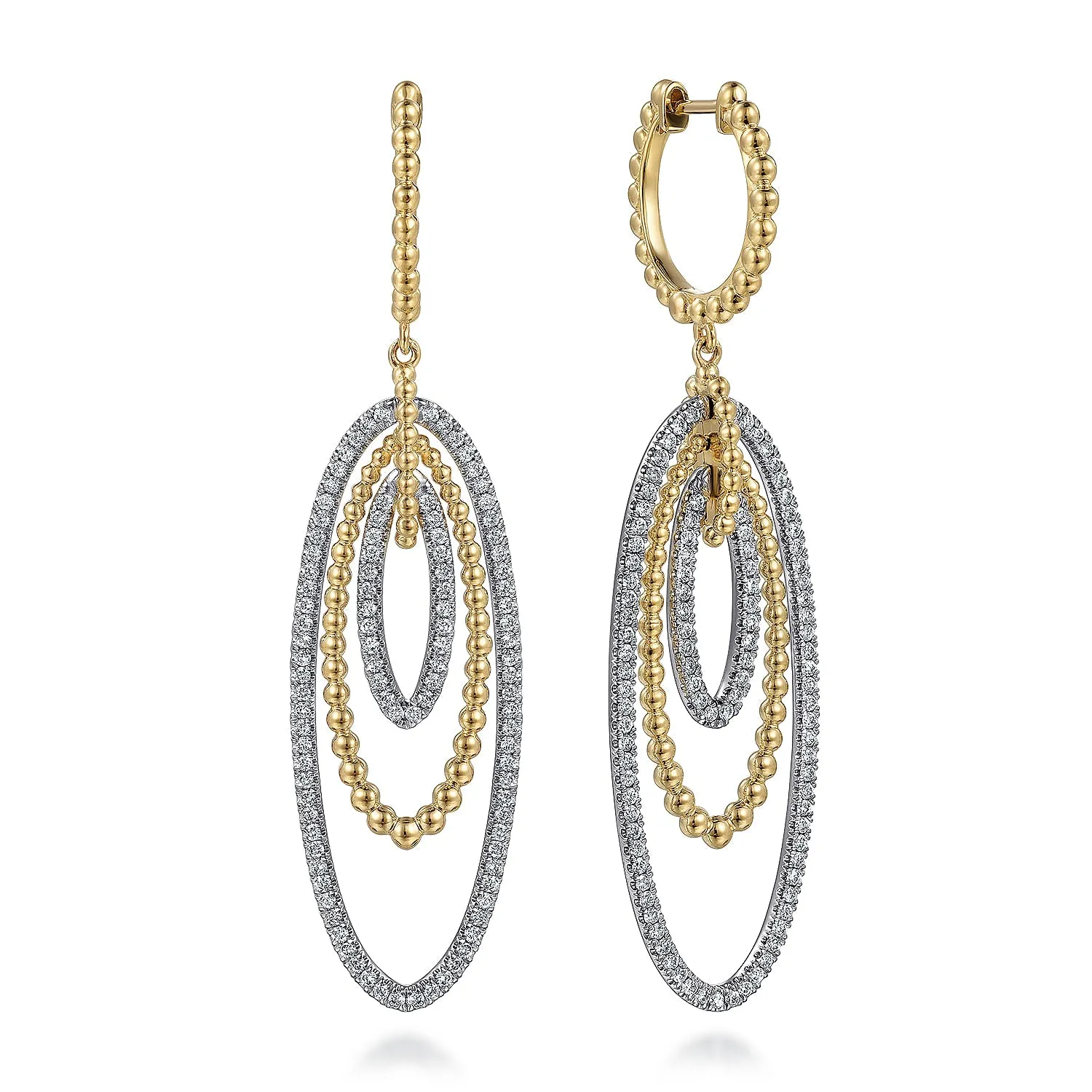 14K Yellow & White Natural Diamond Dangle Earrings