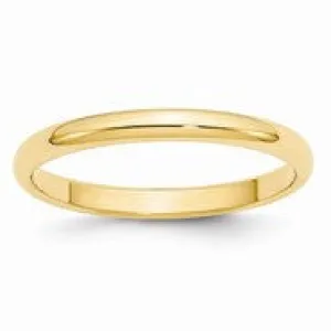 14k Yellow Gold 2.5mm Half Round Wedding Band Ring