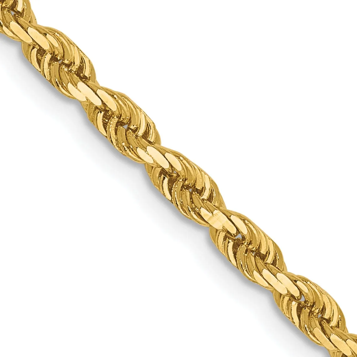 14k Yellow Gold 2.75m DC Lightweight Rope Chain