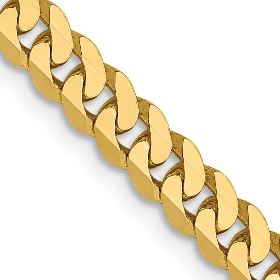 14k Yellow Gold 3.9mm Flat Beveled Curb Chain