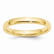 14k Yellow Gold 3mm Comfort-Fit Wedding Band Ring