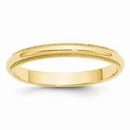 14k Yellow Gold 3mm Milgrain Half-Round Wedding Band Ring