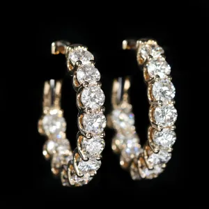 14K Yellow Gold 6.72 CTW Diamond Hoops