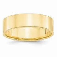 14k Yellow Gold 6mm Lightweight Flat Wedding Band Ring