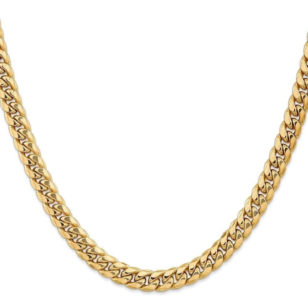 14k Yellow Gold 7.30mm Hollow Cuban Link Chain