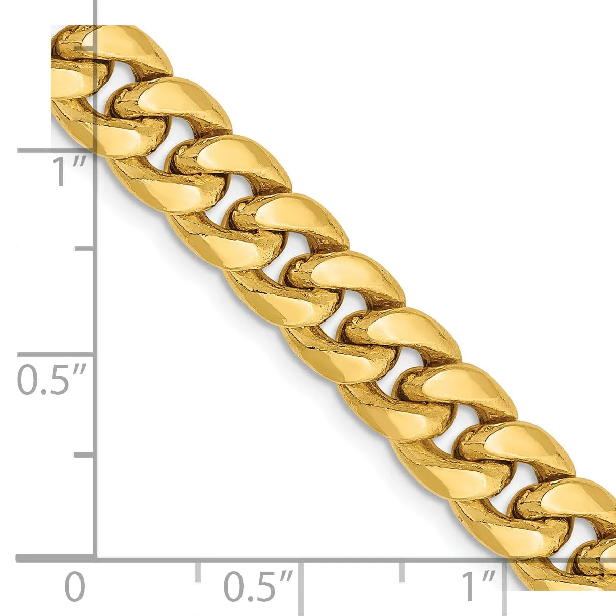 14k Yellow Gold 7.30mm Hollow Cuban Link Chain