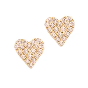 14k Yellow Gold Diamond Mini Heart Stud Earrings